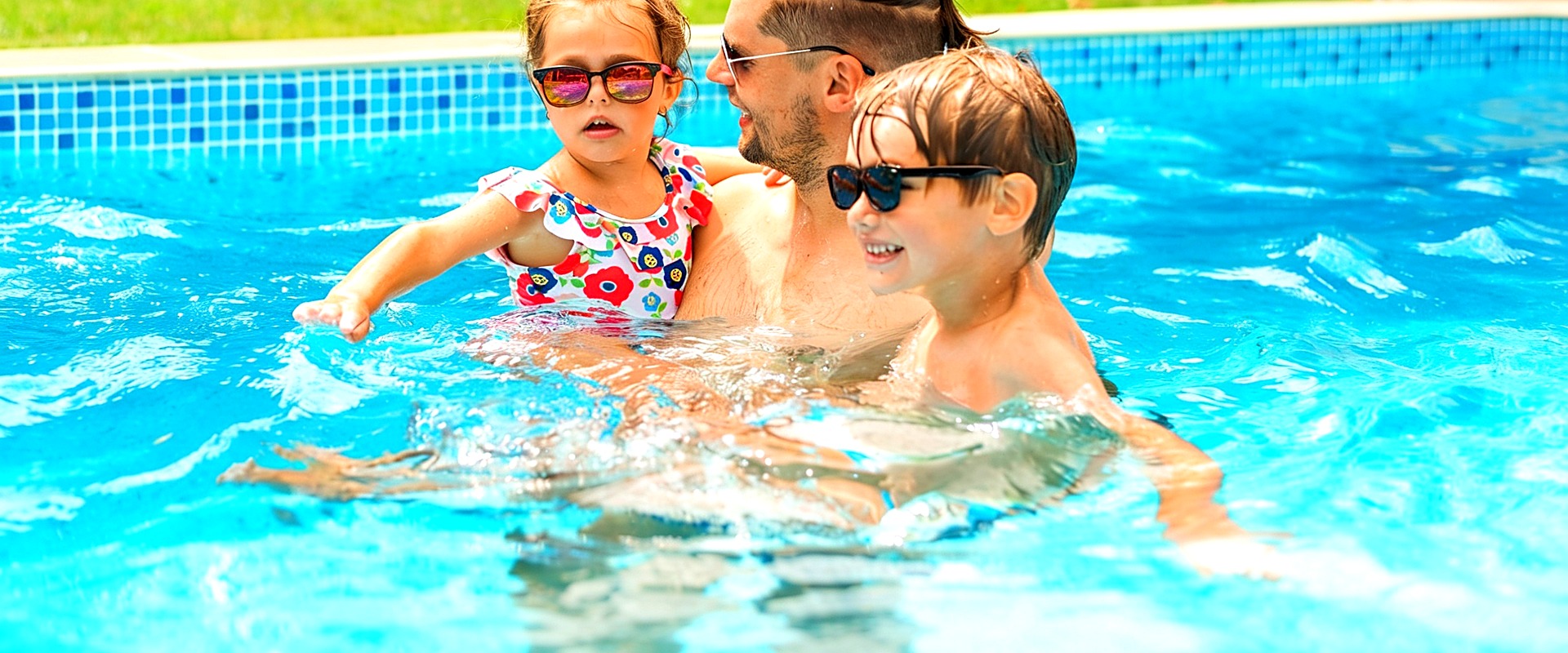 Family in the pool